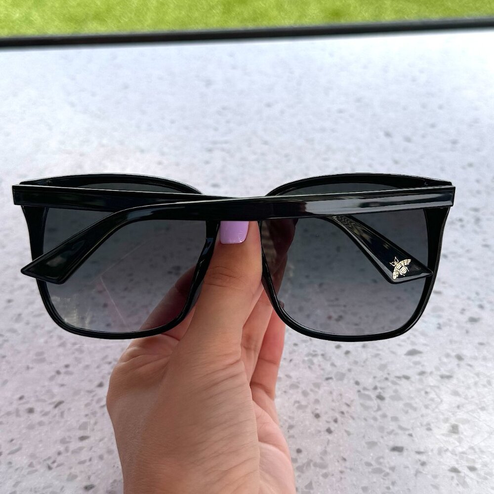 Gucci GG0022S 001 Black Black Grey Sunglasses Women - Picture 12 of 13